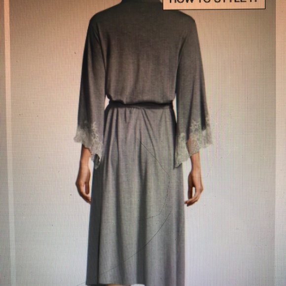 Brand nwot Natori Shangri-La Luxe Robe with antiqued lace - Picture 7 of 12